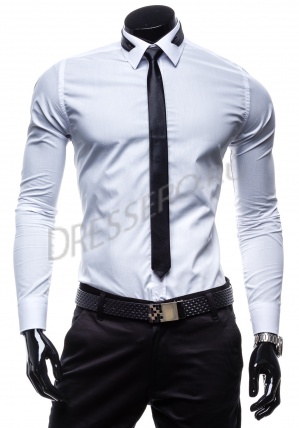 Деловая белая рубашка с длинным рукавом